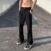 Men Jeans Slim Fit Bootcut Trousers Slit Pants